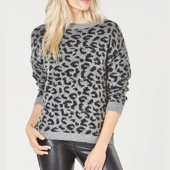 John & Jenn Women's Animal Print Mock Neck Pullover Knit Sweater - M - Picture 1 of 7